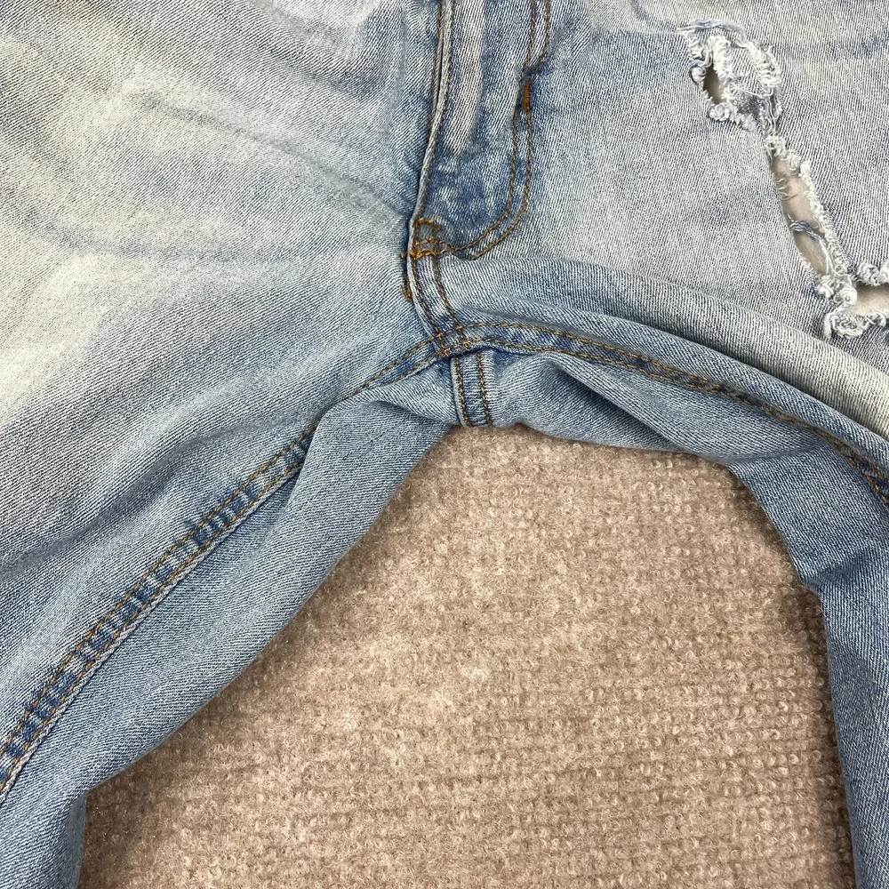 Ring Of Fire Slim Jeans Mens 31x30 Blue Denim Cotton Stretch Distressed Low Rise